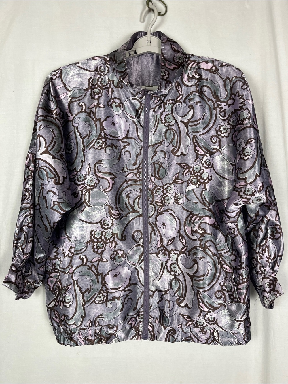 Vintage Rafael Purple Lavender Paisley Reversible Satin Jacket